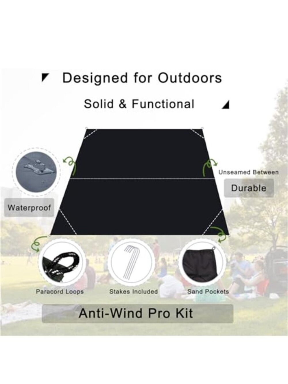 Pocket Blanket Waterproof Sandproof Picnic Beach Camping Travel Mat - Picture 4 of 6